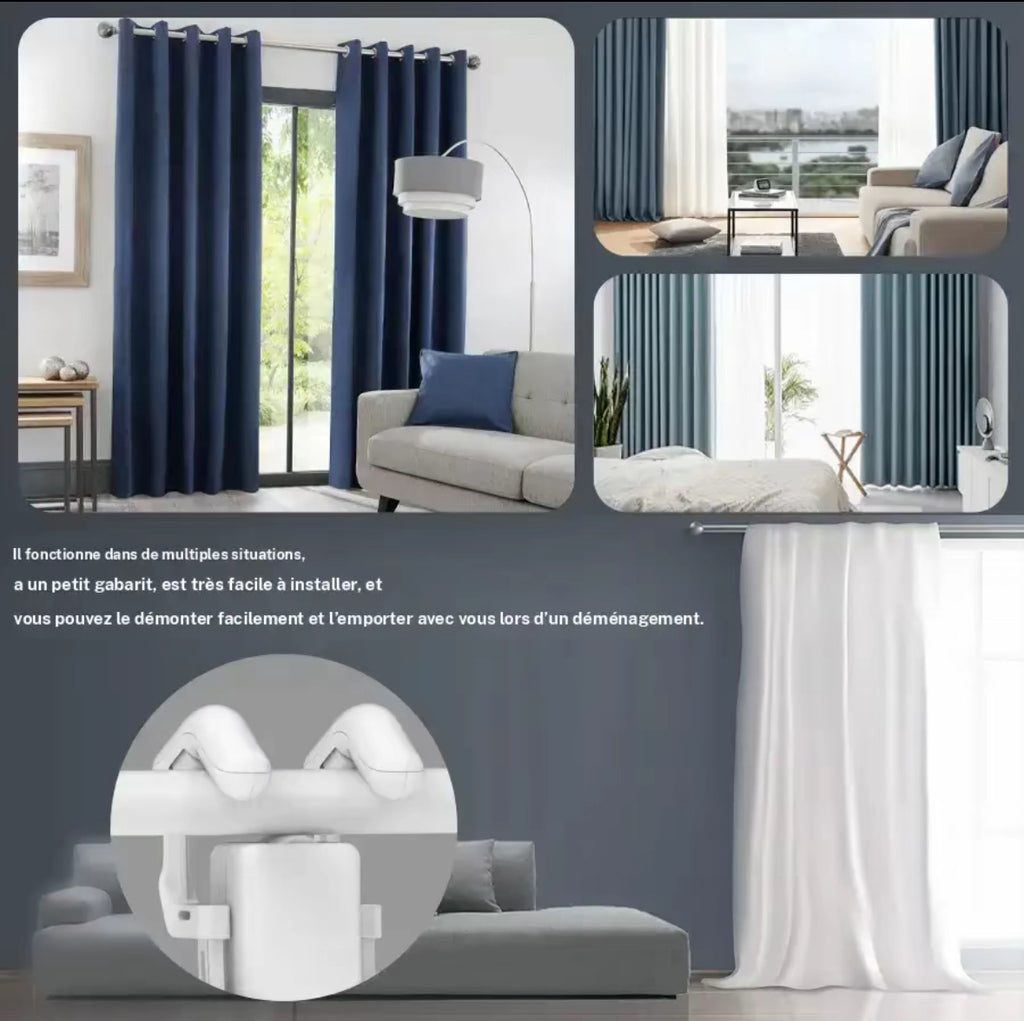 Moteur de rideaux intelligent ConnectedLiving dans un salon moderne