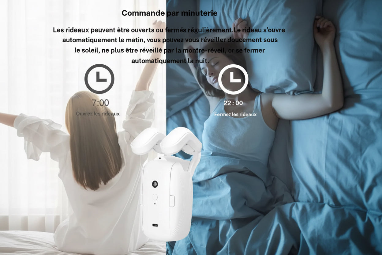Moteur de rideaux intelligent ConnectedLiving dans un salon moderne