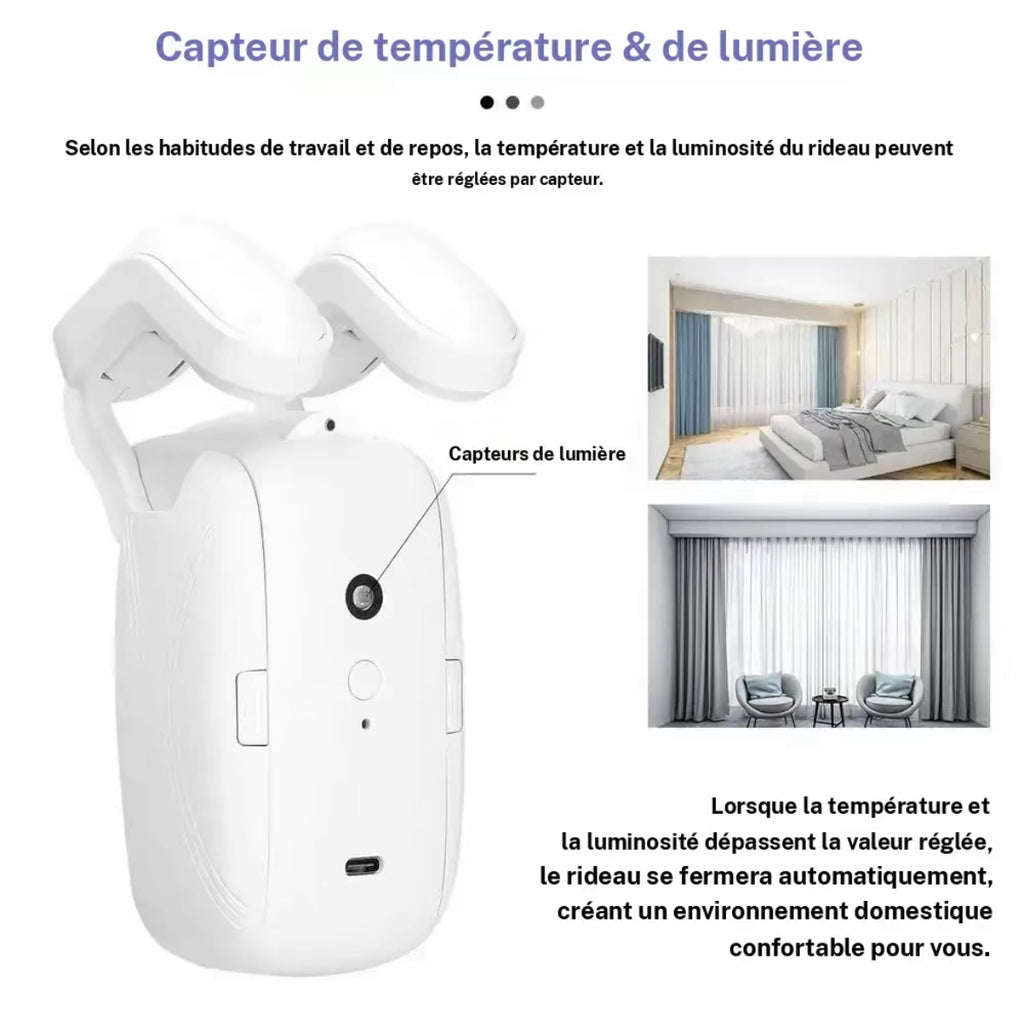 Moteur de rideaux intelligent ConnectedLiving dans un salon moderne
